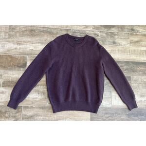 $3,250 NWT Ermenegildo ZEGNA Purple Heavy Cable Knit Cashmere Sweater 56(2XL)